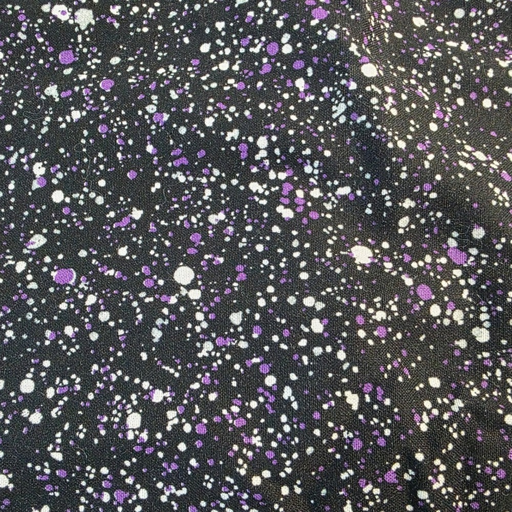 Joann Fabric Paint Splatter Galaxy Black Purple White 44in x 1.25yd